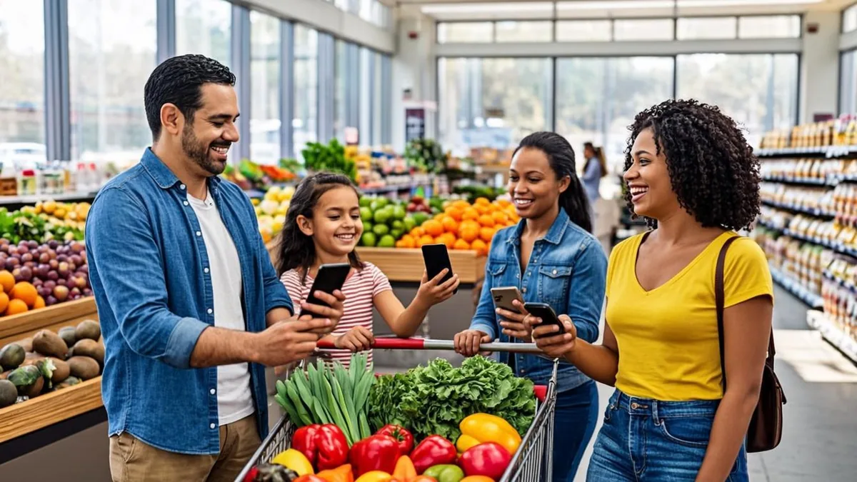 California family checking 2026 CalFresh income limits while grocery shopping