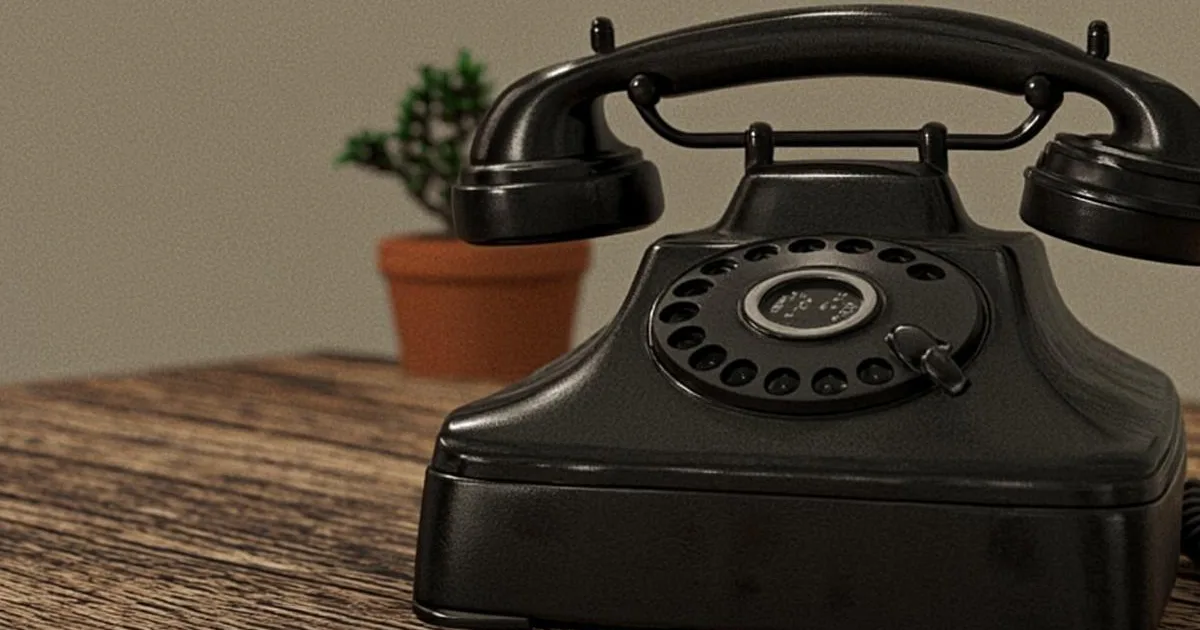 A telephone receiver resting on a wooden side table next to a small potted plant, representing the EBT customer service call