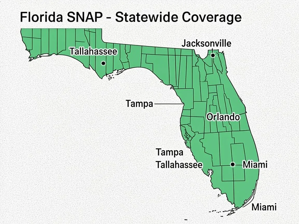 Florida 67 Counties SNAP Coverage Map - Uniform Statewide Benefits