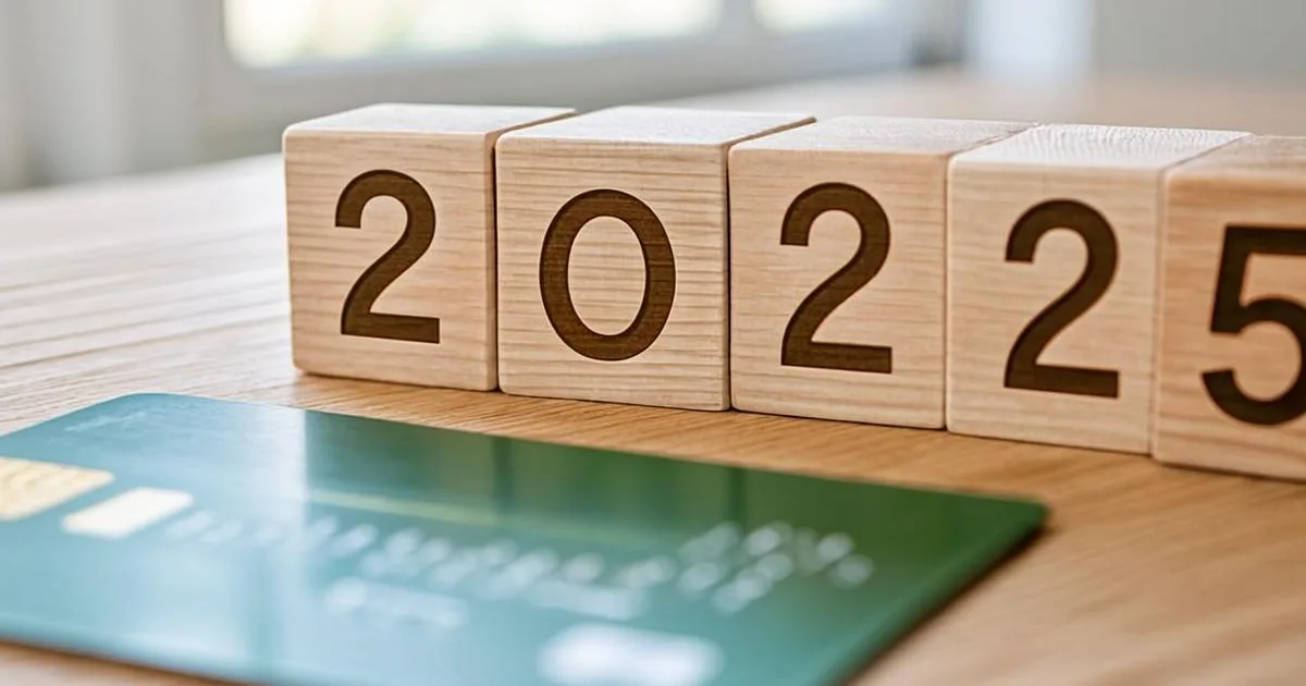 Five wooden blocks arranged in a row on a light wooden surface next to a green debit card, representing the five-year waiting period