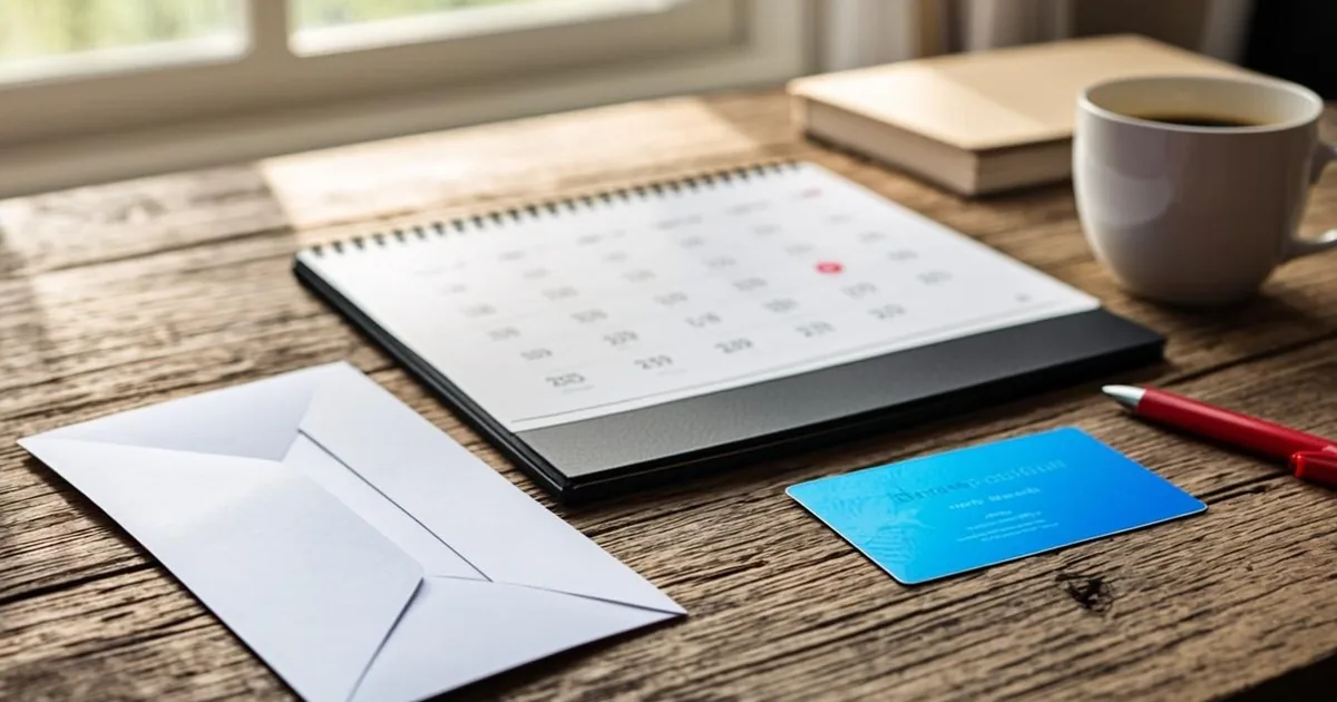 SNAP renewal notice letter, wall calendar, and EBT card on a kitchen table