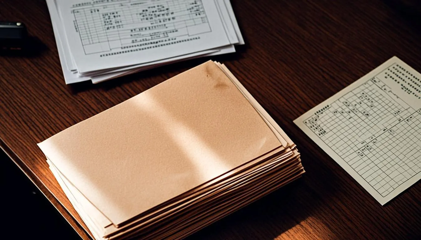 Medical paperwork, a doctor's note, and a childcare schedule on a wooden desk