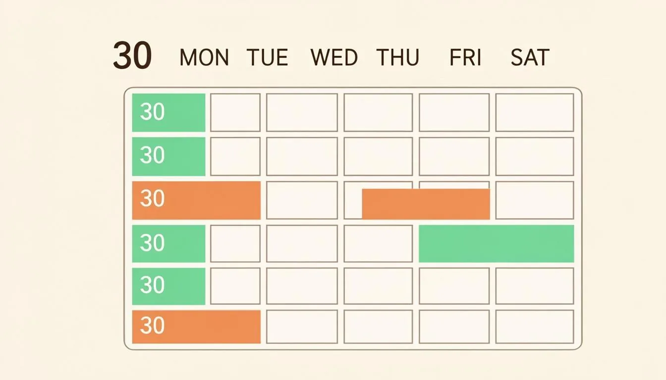 Calendar showing the 30 to 180 day cure and penalty window